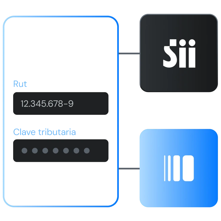 Formulario con RUT y clave tributaria que conecta el SII con Fintoc