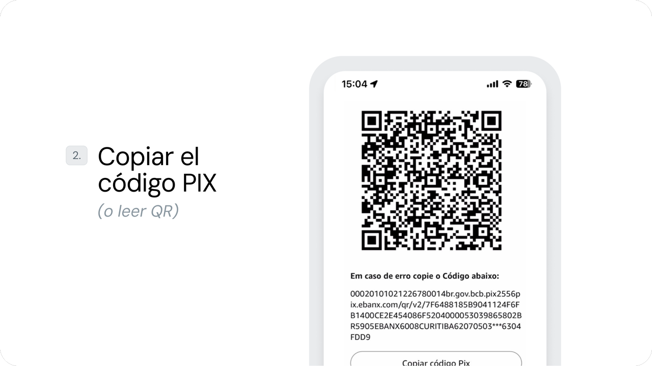 Copiar el código PIX